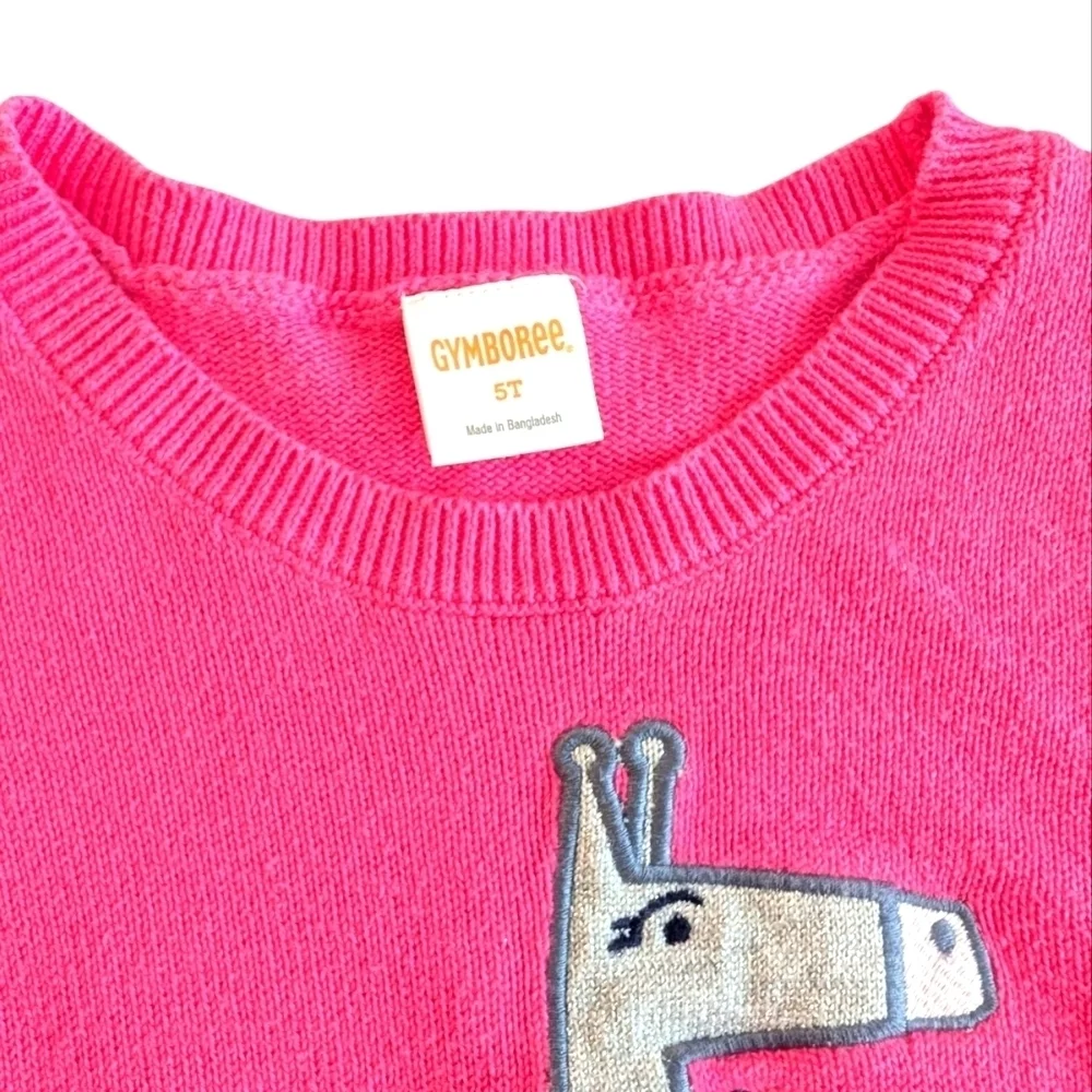 Gymboree Girls Pink Kids Dress Sweater with Giraffe Design Cotton Size 5T